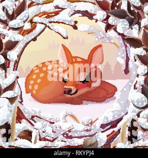 Inverno di vettore, natale noel wonderland arte Illustrazione Vettoriale