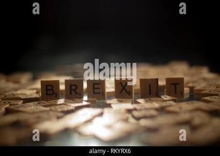 Brexit in lettere di Scrabble Foto Stock