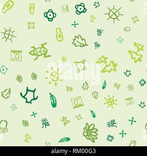 Streamless pattern con icone topografica. Disegno di progettazione di elementi della mappa. Stile Cartoon collection Illustrazione Vettoriale