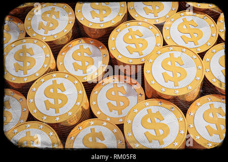 Golden Dollar monete - 3D Rendering Foto Stock