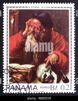 PANAMA - circa 1967: un timbro stampato in Panama mostra San Girolamo, dipinto di Albrecht Durer, circa 1967 Foto Stock