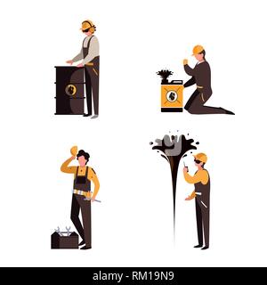 Gruppo di lavoratori dell industria petrolifera illustrazione vettoriale design Illustrazione Vettoriale