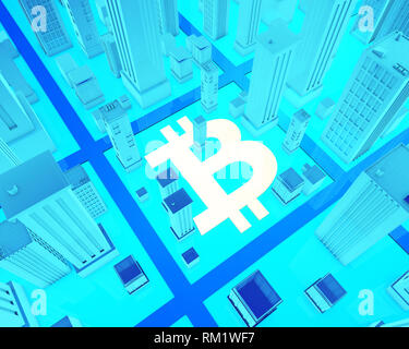 Architettura urbana e Bitcoin valuta, economico e carriera di successo Foto Stock