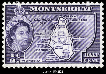 Francobollo da Montserrat nella serie Definitives rilasciati nel 1956 Foto Stock