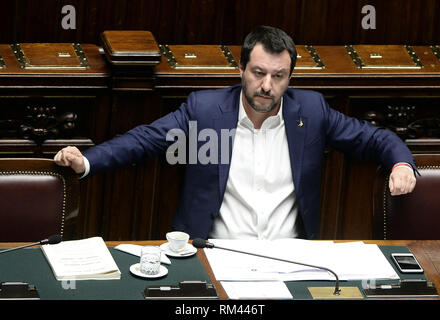 Foto di Fabio Cimaglia / LaPresse 13-02-2019 Roma Italiano Camera dei Deputati. Il Tempo delle interrogazioni nella foto Matteo Salvini foto di Fabio Cimaglia / LaPresse 13-02-2019 Roma (Italia) della politica Camera dei deputati. Il Tempo delle interrogazioni nel pic Matteo Salvini Foto Stock