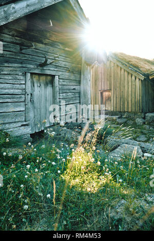 Litunet Farm Museum parte di Ryfylke Norwegian Folk Museum in Hylsfjorden vicino a sabbia Suldal in Norvegia. Foto Stock