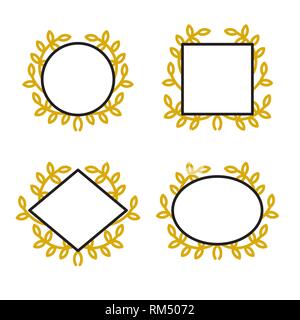 Set di cornici geometriche con corona in stile lineare. Vettore Collezione icon illustrazione Illustrazione Vettoriale