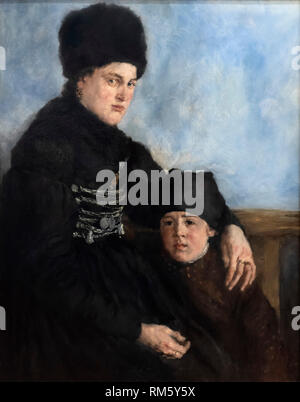 Wilhelm Leibl (1844-1900), una donna di Dachau con un bambino, 1873/1874. Dachauerin mit tipo. Alte Nationalgalerie di Berlino. Foto Stock