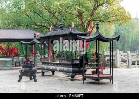 ZHOUZHUANG, Jiangsu, Cina - 14 dicembre 2018 : Quanfu tempio che è uno dei più importanti punti panoramici in Zhouzhuang Foto Stock