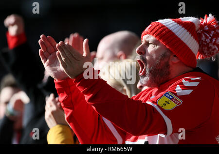 Una vista generale di una ventola di Middlesbrough in stand Foto Stock