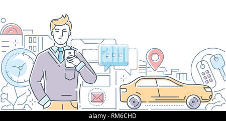 Car Sharing - linea moderna stile design illustrazione Illustrazione Vettoriale