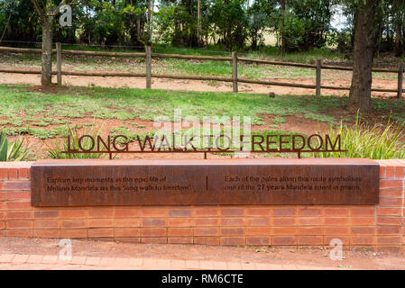 Il lungo cammino verso la libertà a Nelson Mandela sito di cattura, Natal Midlands, Sud Africa. Foto Stock