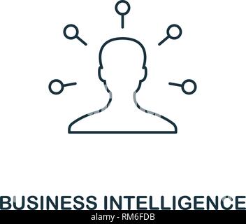 La Business Intelligence e la relativa icona. Linea sottile industria stile 4.0 raccolta di icone. Interfaccia utente e UX. Pixel perfect business intelligence icona per web design, applicazioni Illustrazione Vettoriale