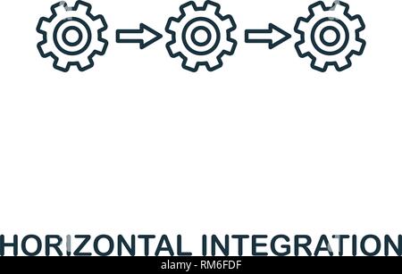 Integrazione orizzontale e la relativa icona. Linea sottile industria stile 4.0 raccolta di icone. Interfaccia utente e UX. Pixel perfetta integrazione orizzontale icona per web design, applicazioni Illustrazione Vettoriale