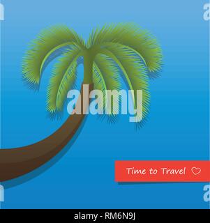 Palm tree sul cielo azzurro sfondo per vacanze estate design illustrazione vettoriale EPS10 Illustrazione Vettoriale