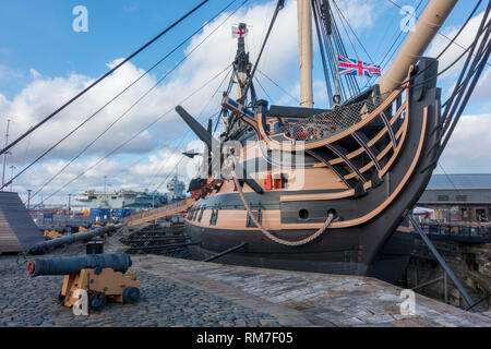 Prua della HMS Victory, Portsmouth Historic Dockyard Foto Stock