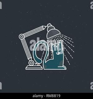 Illustrazione vettoriale di un accogliente cartoon cat. Gattino in un foderato in stile arte Illustrazione Vettoriale