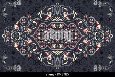 Vettore elemento decorativo in stile orientale. Riccamente decorate con arabeschi ornamento per la progettazione di biglietti d'auguri, inviti e pagine web. Ar Illustrazione Vettoriale