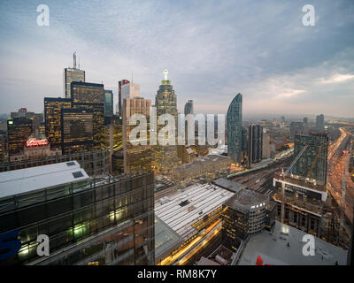 Antenna vista la mattina del centro cittadino di Toronto, Canada Foto Stock