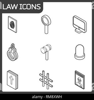 Profilo di legge isometrica Icone. Illustrazione vettoriale EPS, 10 Illustrazione Vettoriale