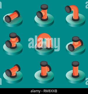 Tubi colore isometrica Icone. Illustrazione vettoriale EPS, 10 Illustrazione Vettoriale