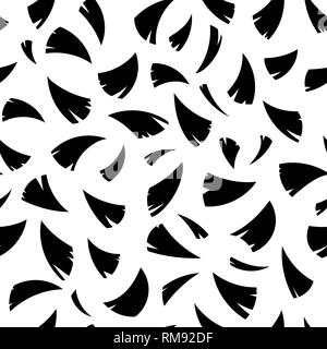 Abstract rose petali di fiori coriandoli seamless pattern. illustrazione vettoriale. Schema bianco e nero Illustrazione Vettoriale