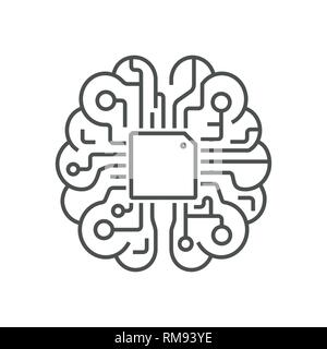Cervello silhouette Logo design template vettoriale. AI concetto del cervello. EPS 10 Illustrazione Vettoriale