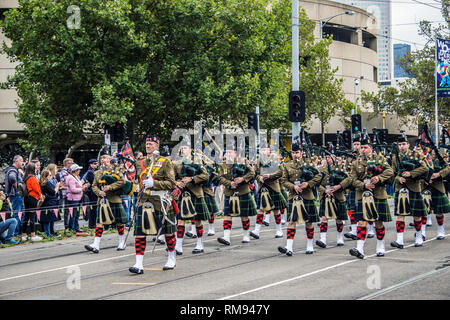 ANZAC Day parade di 2018 in St Kilda Road, Melbourne, Victoria, Australia. Foto Stock