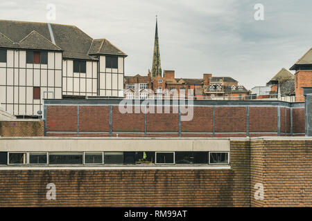 Shrewsbury, Shropshire, Inghilterra, Regno Unito - 03 Maggio 2018: vista sullo skyline di Shrewsbury Foto Stock