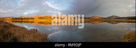 WY03499-00...WYOMING - Vista Panoramica di sunrise al Swan Lake nel Parco Nazionale di Yellowstone. Foto Stock