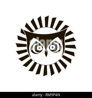 Il logo del gufo. Moderno stile lineare. Simbolo di Creative. Concetto di design. Emblema del gufo. Vettore semplice segno. Uccello astratto per la progettazione del logo, t-shirt, borsa ta Illustrazione Vettoriale
