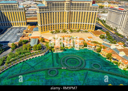 Las Vegas, Nevada, Stati Uniti d'America - 17 Settembre 2018: la strada principale di Las Vegas è la striscia. Casino Bellagio. Foto Stock