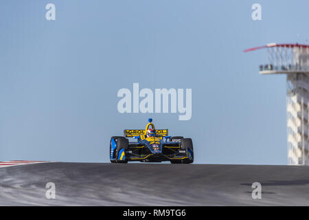 Austin, Texas, Stati Uniti d'America. 12 Feb, 2019. ZACH VEACH (26) degli Stati Uniti passa attraverso le spire durante la pratica per la IndyCar Test di primavera presso il circuito delle Americhe di Austin, Texas. (Credito Immagine: © Walter G Arce Sr Asp Inc/ASP) Foto Stock