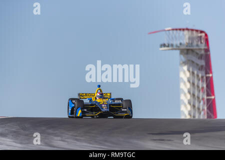 Austin, Texas, Stati Uniti d'America. 12 Feb, 2019. ZACH VEACH (26) degli Stati Uniti passa attraverso le spire durante la pratica per la IndyCar Test di primavera presso il circuito delle Americhe di Austin, Texas. (Credito Immagine: © Walter G Arce Sr Asp Inc/ASP) Foto Stock