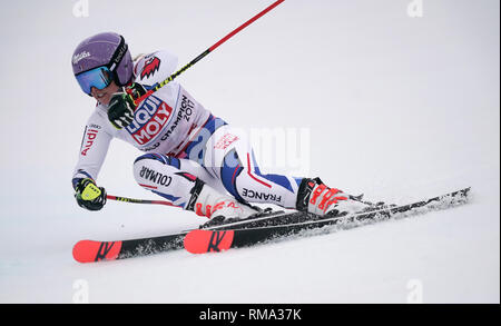 Sono, Svezia. Xiv Feb, 2019. sci alpino, del campionato del mondo di slalom gigante, Signore, 1a calore. Tessa Worley dalla Francia in azione. Credito: Michael Kappeler/dpa/Alamy Live News Foto Stock