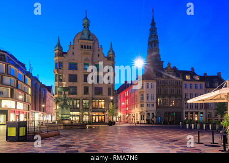 Stroget street, Amagertorv, Copenhagen, Danimarca Foto Stock