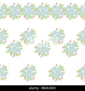 Set di tre floreale orizzontale senza giunture daisy patterns per telaio Illustrazione Vettoriale