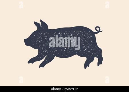 Maiale, piggy. Concept design degli animali da allevamento Illustrazione Vettoriale