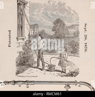 . Descrittivo annuale e catalogo illustrato di genuina Wethersfield giardino e le sementi agricole, anche attrezzi agricoli, macchine, ecc. : 1874. Vivai (orticoltura) Connecticut cataloghi; GIARDINAGGIO Connecticut le attrezzature e le forniture dei cataloghi; semi Connecticut cataloghi. 32 R. D. HAWLEY'S. Un portatile a mano la pompa e combinato degli sprinkler. Questo è il più utile e durevole e conveniente apparato mai inventato per l'irrigazione di arbusti, fiori e piante, per il lavaggio di Windows, carrozze, &amp;c, per aspersione, marciapiedi, pavimenti, &amp;c o per estinguere- ing incendi. Esso è molto prezioso f Foto Stock