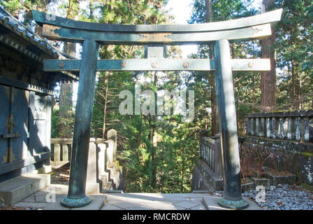 Torii all'inizio delle fasi di Ieyasu Tokugawa il mausoleo, Tosho-gu, Nikko, Giappone Foto Stock