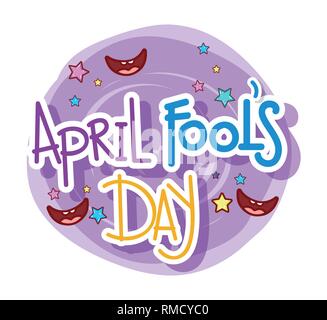 April Fools Day con sorrisi e stelle Illustrazione Vettoriale