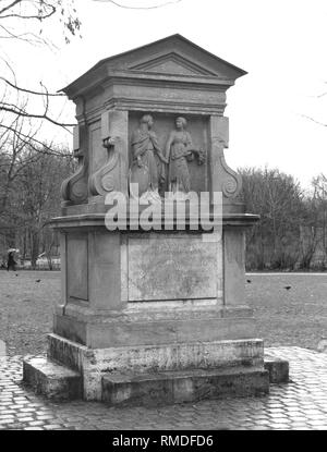 Il monumento a Sir Benjamin Thompson conte di Rumford, fondatore del Giardino Inglese a Monaco di Baviera. Foto Stock