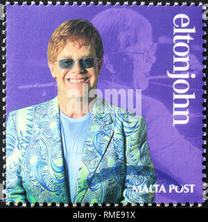 Bella Elton John ritratto sul francobollo Foto Stock