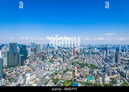 Tokyo / Giappone - Giugno 16 2017: Tokyo City building paesaggio urbano vista aerea da Roppongi Hills giorno tempo tempo chiaro Foto Stock