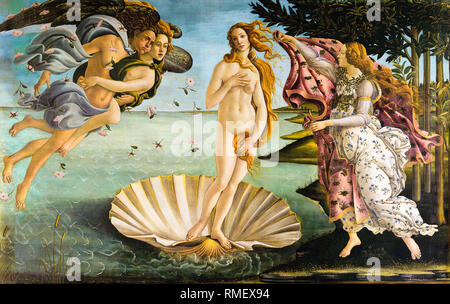 La nascita di Venere di Sandro Botticelli, pittura rinascimentale, circa 1484-1486 Foto Stock