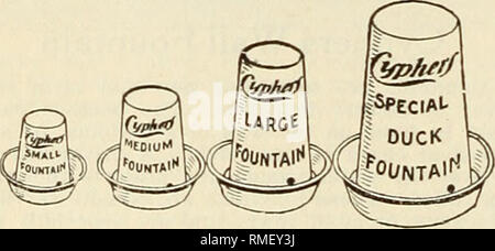 . Catalogo annuale : 1915 macchine semi di fertilizzanti etc. Cataloghi di sementi; Vivai (orticoltura) cataloghi; Verdure Cataloghi Cataloghi di frutta; attrezzature da giardinaggio e i cataloghi dei materiali di consumo. Cyphers ferro zincato Fontane di approvvigionamento di acqua è spesso il mezzo che trasporta contag- ious malattia da un uccello all'altro. Nell'abbeveratoio entra in contatto con e è infetto da scarichi dalle narici del roupy uccelli e quelli aventi batteriosi vascolare, varicella e altra testa e malattie della gola. È essen- tial, pertanto che la fontanella dovrebbe essere facile da pulire. Foto Stock