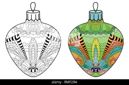 Zentangle stilizzata decorazioni di Natale. Disegnata a mano in pizzo illustrazione vettoriale Illustrazione Vettoriale