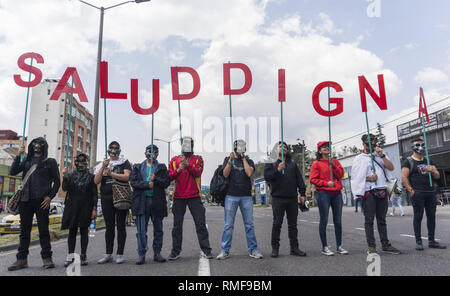 Febbraio 14, 2019 - persone che protestano in marzo della Federazione colombiana credito formativo: Daniel Garzon Herazo/ZUMA filo/Alamy Live News Foto Stock