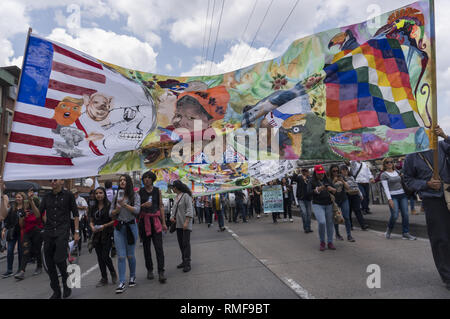 Febbraio 14, 2019 - persone che protestano in marzo della Federazione colombiana credito formativo: Daniel Garzon Herazo/ZUMA filo/Alamy Live News Foto Stock