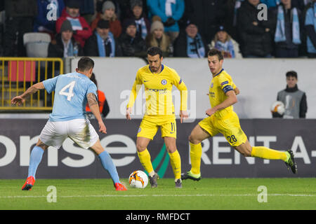 Malmo, Svezia. Xiv Feb, 2019. La Svezia, Malmö, 24 febbraio 2019. Pedro (11) del Chelsea FC visto durante l'Europa League round di 32 match tra Malmö FF e Chelsea FC a Swedbank Stadion di Malmö. (Photo credit: Gonzales foto/Alamy Live News Foto Stock